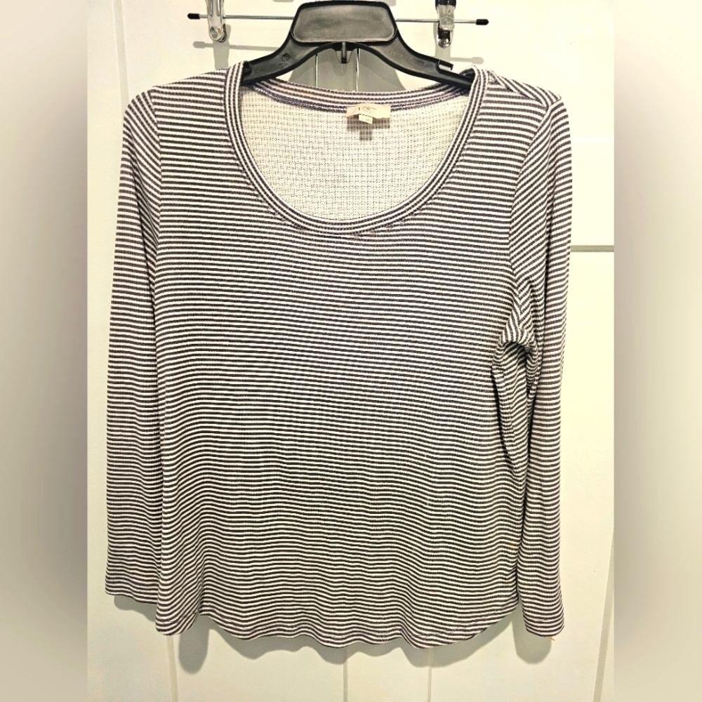 LOFT Outlet Striped Ribbed Long Sleeve Top XL